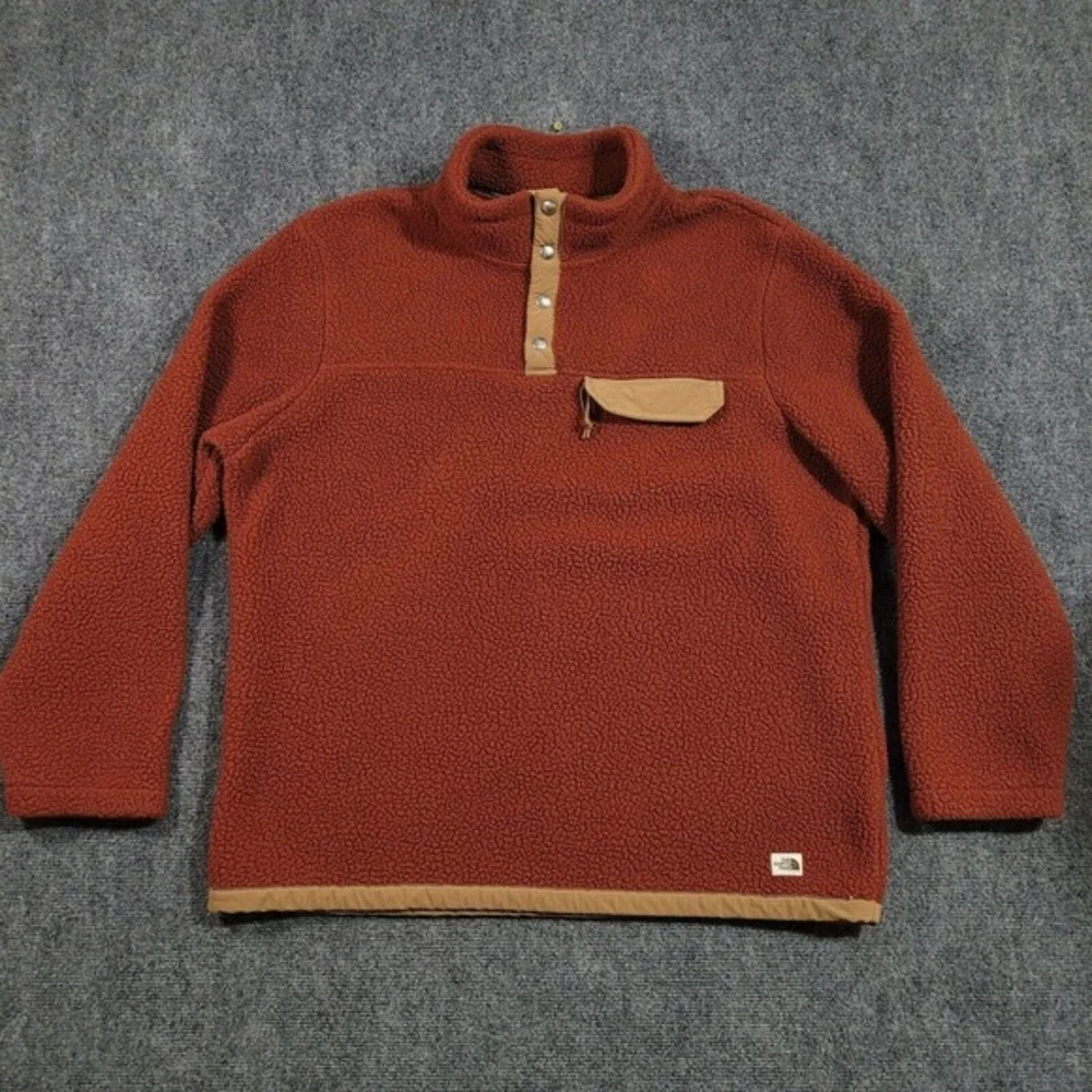 The North Face CRAGMONT Fleece Mens‎ XL 1/4 Snap Front Sherpa Rust Orange